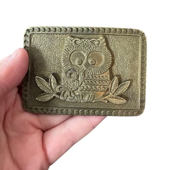 Vintage Western Tooled leather belt w owl belt buckle main image 4